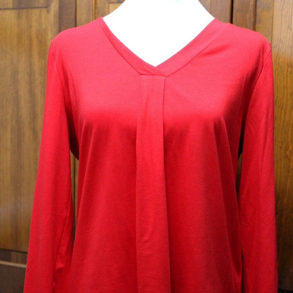 Red v-neck top